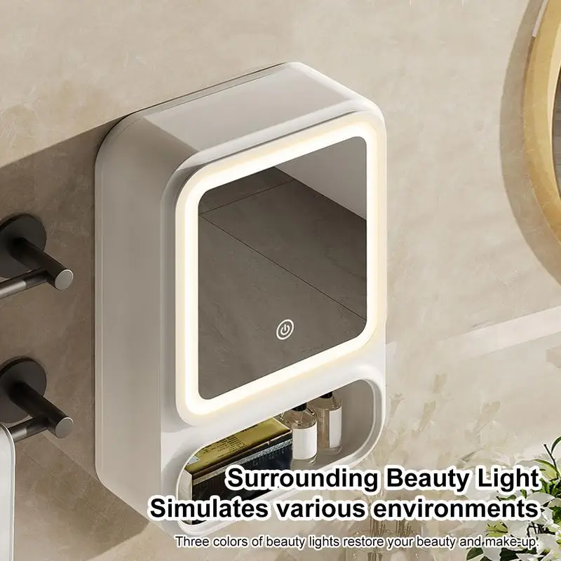 

Bathroom Mirror Cabinet Bathroom Mirror with Storage Organizer Storage Organizer with LED Lights Magnetic Door Tissue Dispenser