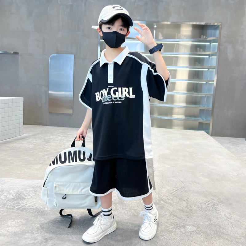 

Stylish New Childrens Summer Suit for Boy Cotton Top and Bottom Clothes Set Kids Fashion Polo Shirt And Shorts 2 Piece Tracksuit