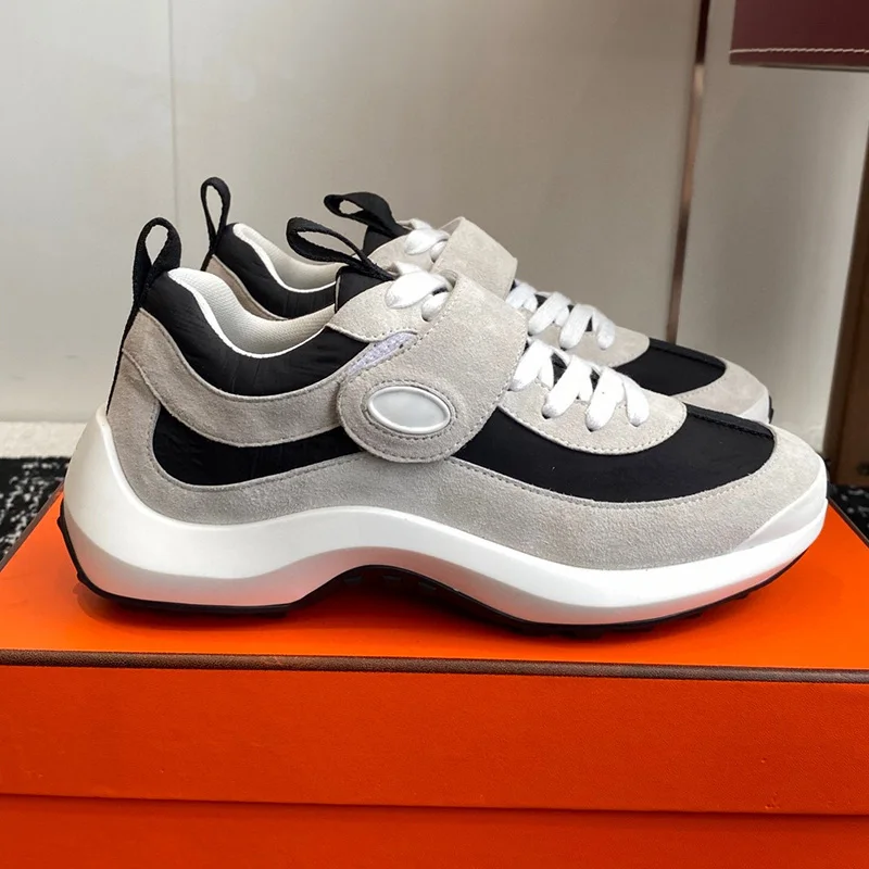 

H Brand Sneakers, Velcro Strap Walking Shoes, Cushioned Casual Walking Shoes,Durable Suede Sneakers,Statement Luxury Footwear