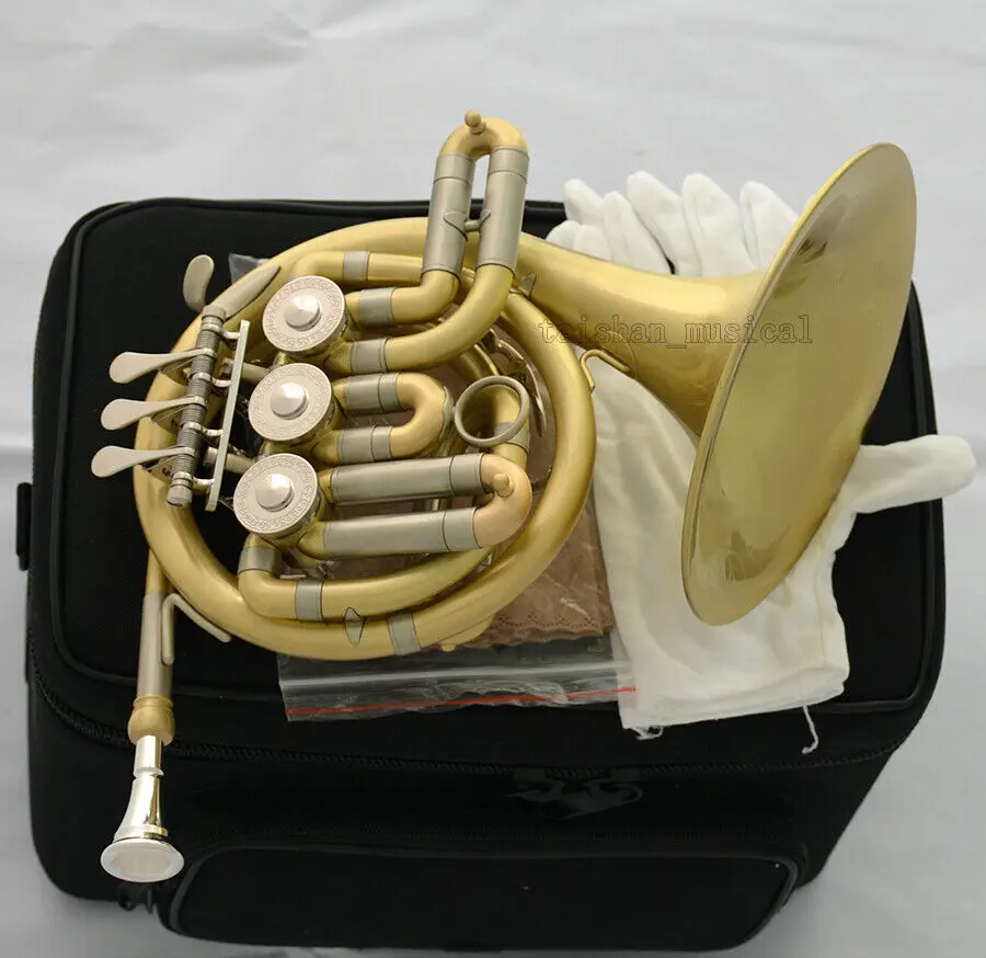 

Newest Brushed Brass Bb Mini French Horn With Case Mouthpiece