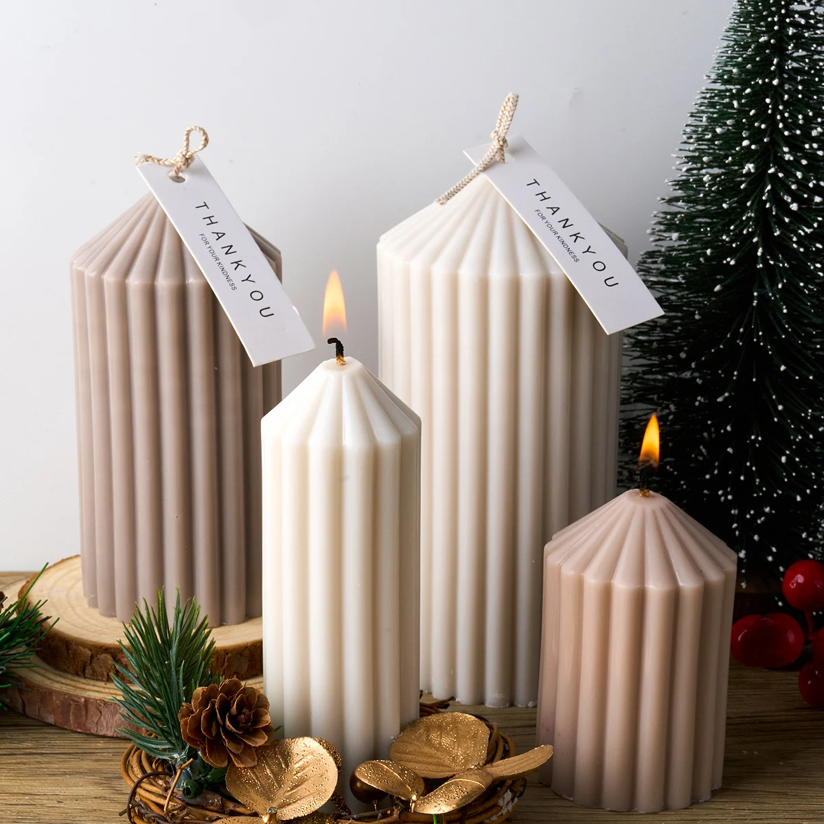 3D Church Pointed Silicone Candle Mold Nordic Style Cylindrical Soap Making DIY Plaster Resin Craft Casting Molds Home Table Dec