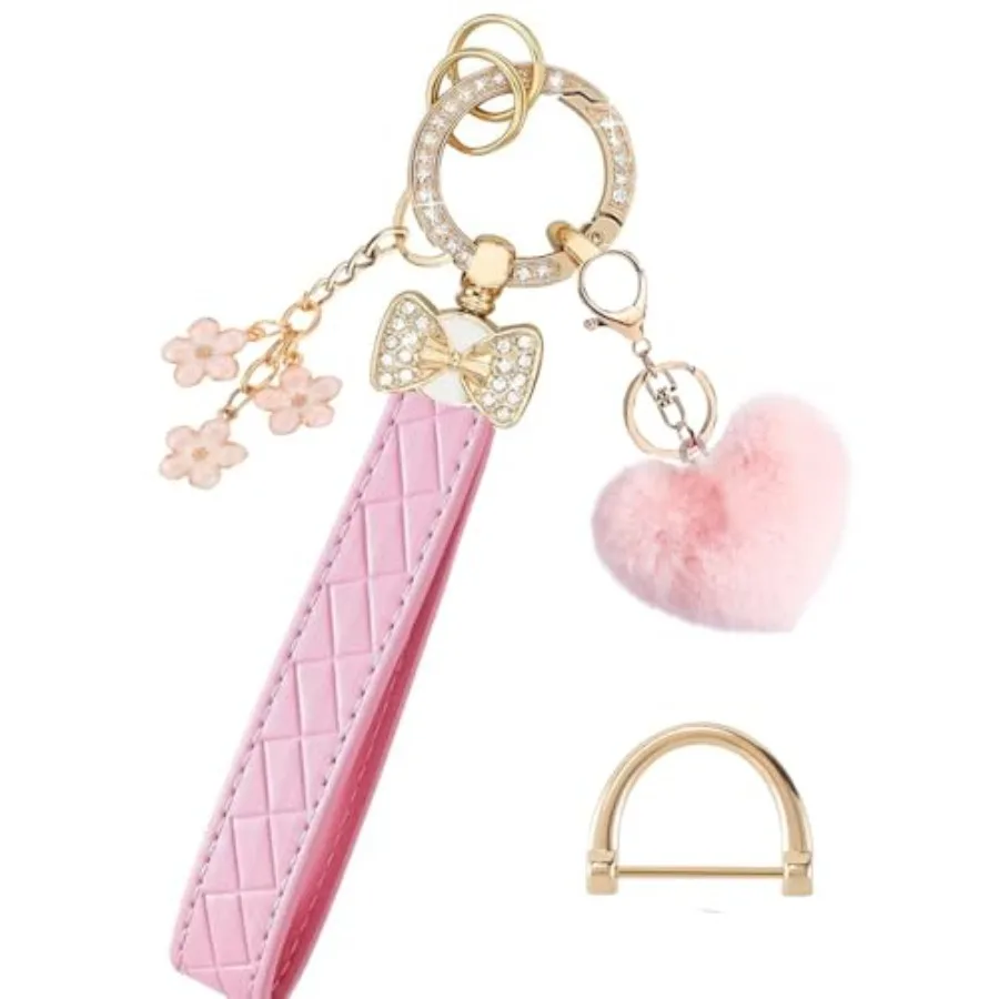 

Keychain Wristlet for Women Wristlet Keychains Bracelet Lanyard for Keys With Bow/Flower/Heart Keychain