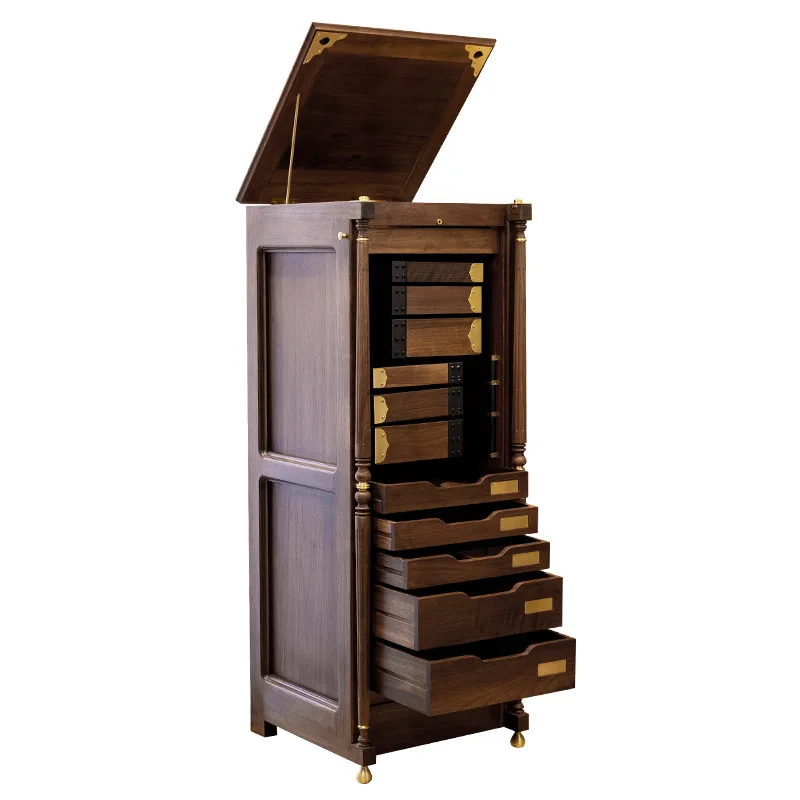 

North American black walnut log dental cabinet tea set storage cabinet modern light luxury floor tea cabinet