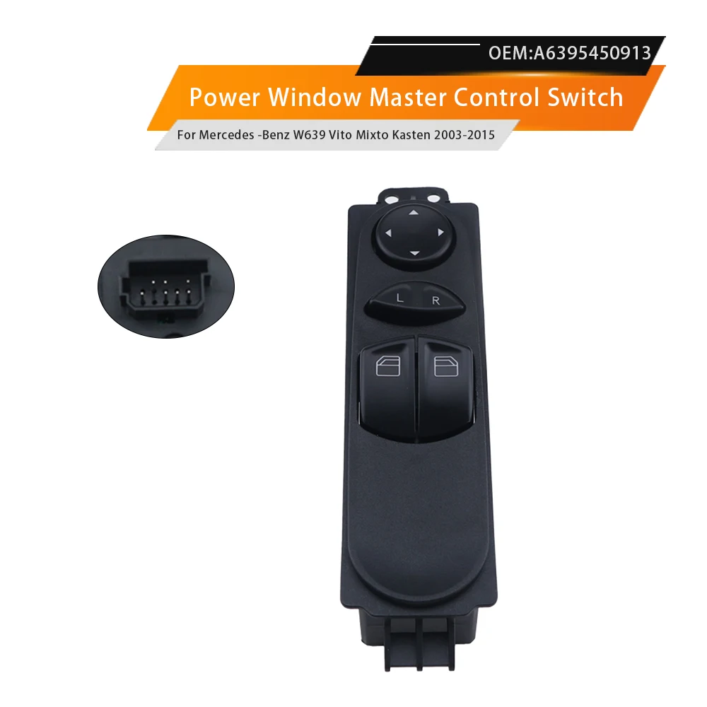 Interruptor de Janela Elétrico de 7 Pinos para Mercedes-Benz W639 Vito Mixto Kasten 2003-2015 A6395450913 6395450913