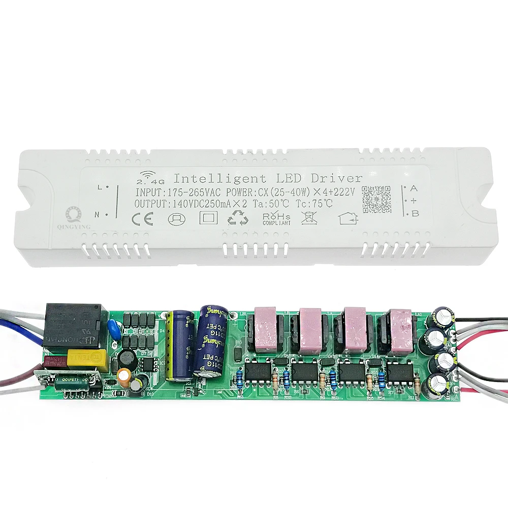 2.4G Intelligent LED Driver Module 25-40Wx4 +220V RF Remote & APP Control Color Dimming and Changeable For Ceiling Lamp