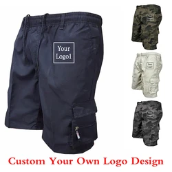 Fashion Men Cargo Shorts Custom Logo Men Multi-Pockets Loose Work Shorts Casual Short Pants Male Summer