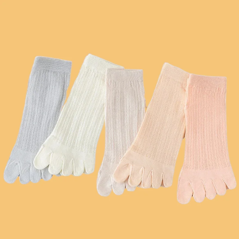 

5/10 Pairs New Summer Thin Breathable Comfort Hollow Mesh Split Toe Socks Sweat-Absorbent Ladies Short Cotton Socks