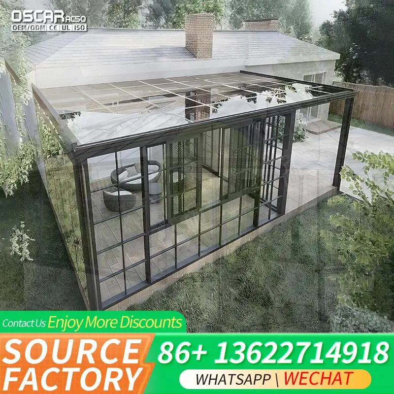 Easily Assembled DIY Motorised Aluminum Alloy Veranda with Polygon Roof for Hotels and Sunrooms sunroom