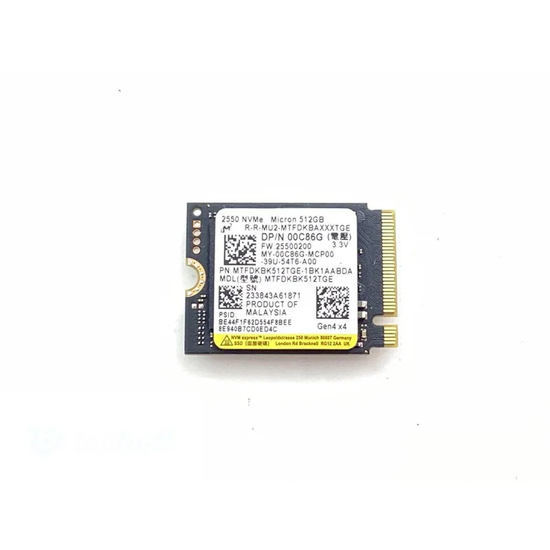 

For Micron 512GB M.2 NVMe PCIe Internal SSD - 00C86G
