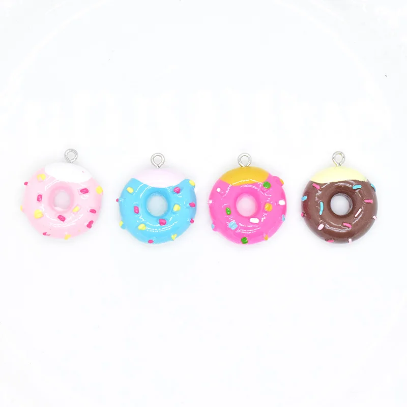 10pcs Colorful Hollow Donut Resin Earring Charms Cute Food Pendant For Keychain Making Supplies Mini Crafts Diy Jewelry W36