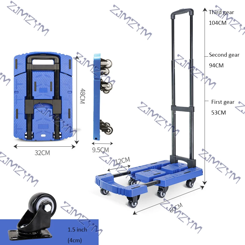 Universal Wheel Folding Cart Hand Carts Trolleys Folding Shopping Trailer, Small Portable Cart For Handling Tools