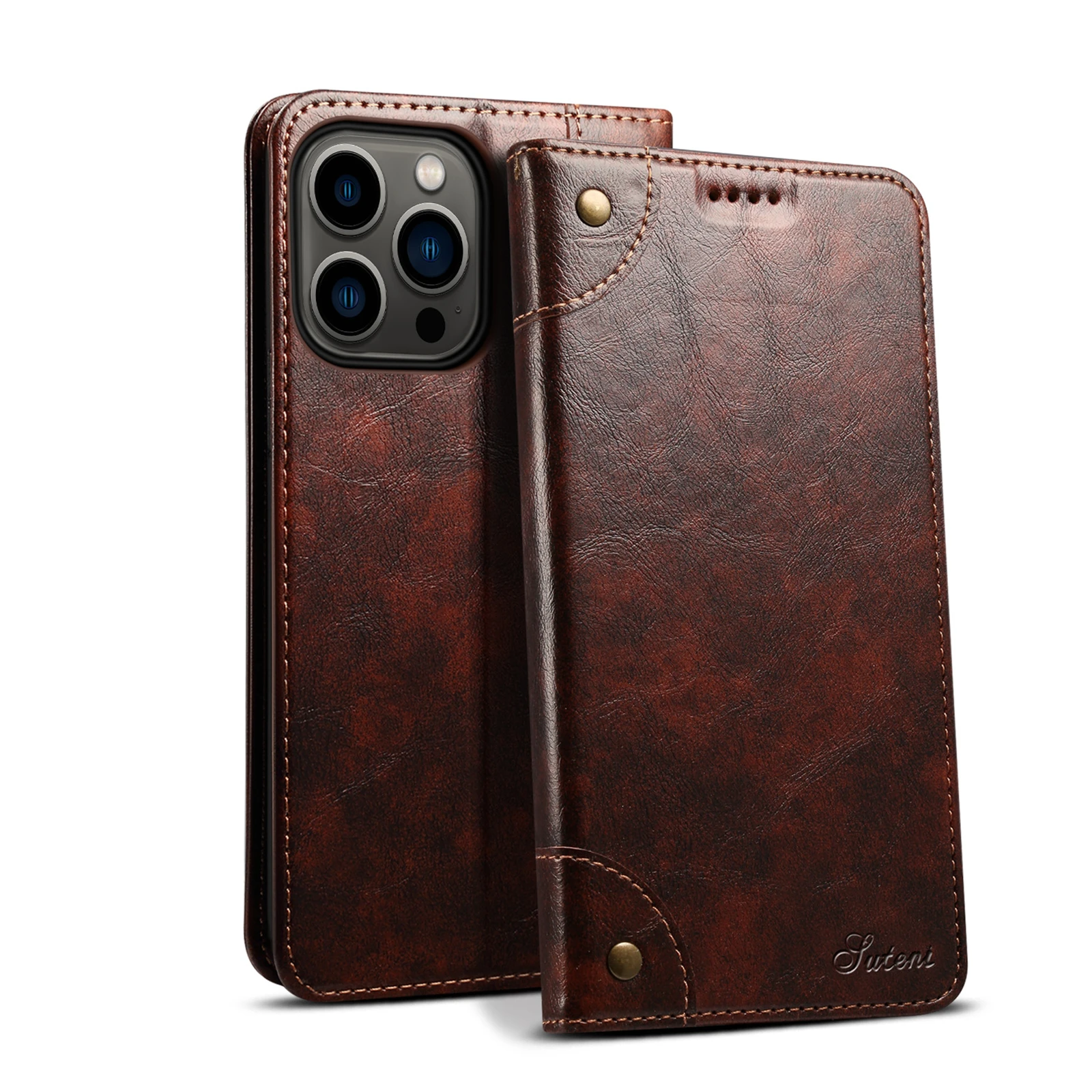 

Retro Leather Flip Cover Case for iPhone 16 Pro Max 13 12 11 14 15 Pro Max 16 Plus Wallet Card Slots Magnetic Cover