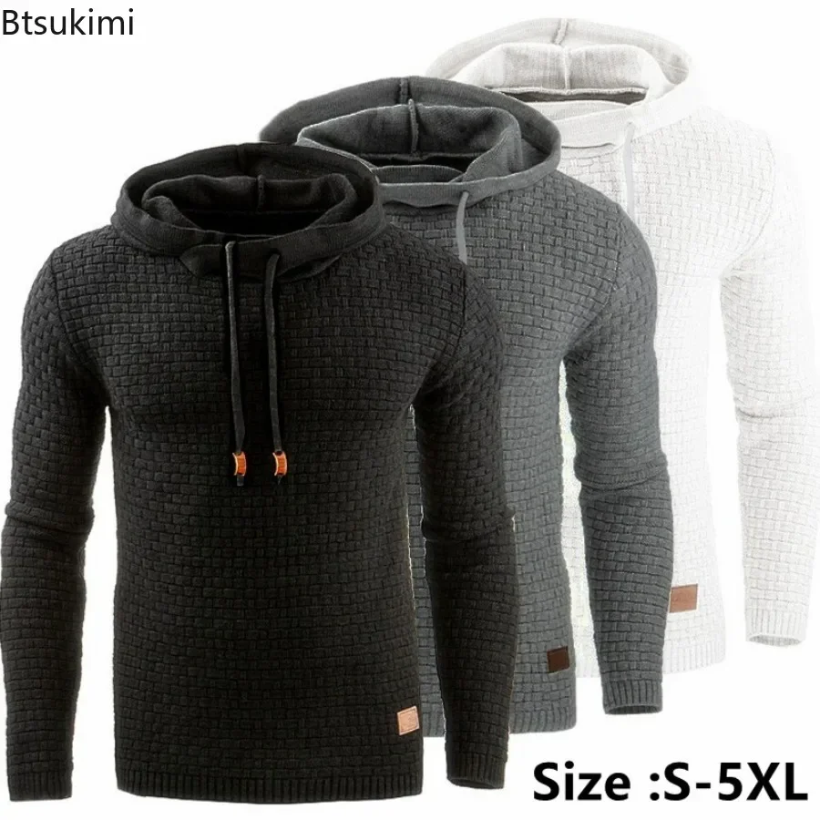 

2024Men's Jacquard Sweater Long Sleeve Hoodie Warm Hooded Sweatshirt Coat Men Fashion Sweat Coat Tops Casual Sportswear Male 5XL