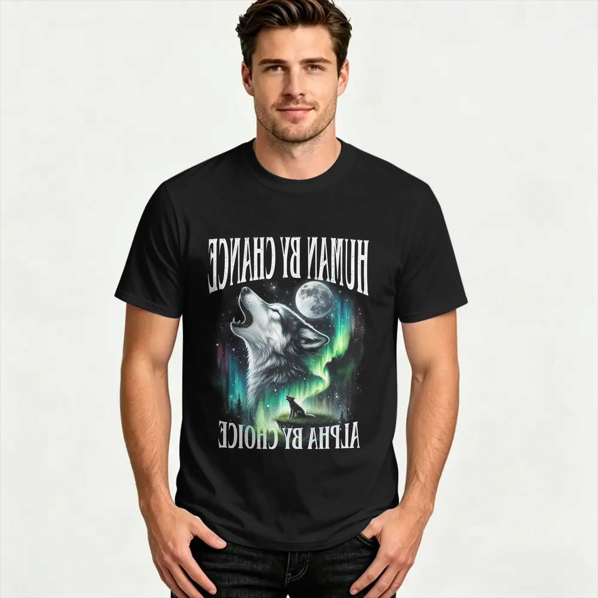 Human By Chance Alpha By Choice Cotton T Shirt For Man Summer  Y2K Retro T Shirts Trendy Cool Tees Oversized Casual Tops