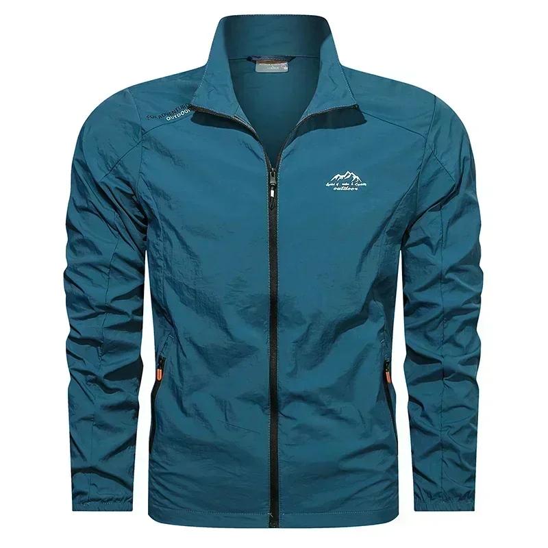 UPF100+ Heren Zomer Windjack Zakken met rits Uv-zonbescherming Jassen Ademend Ultralichte kleding Outdoor Huid Dunne jassen Kamp