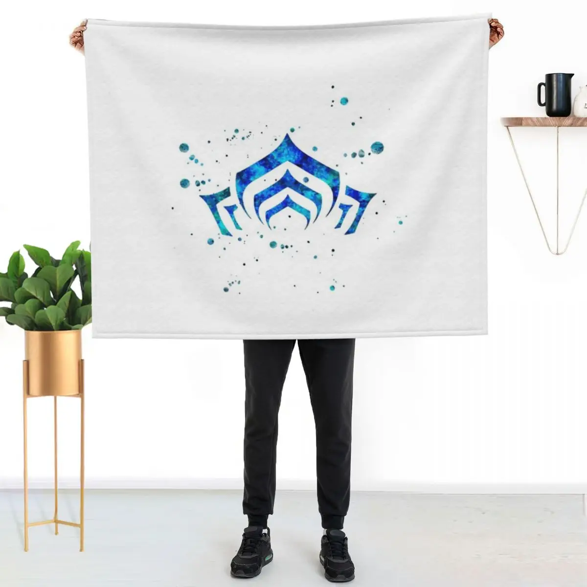 Warframe Logo Watercolor Throw Blanket Luxury Brand Luxury St Furrys Cute Plaid Plaid Thins Blankets