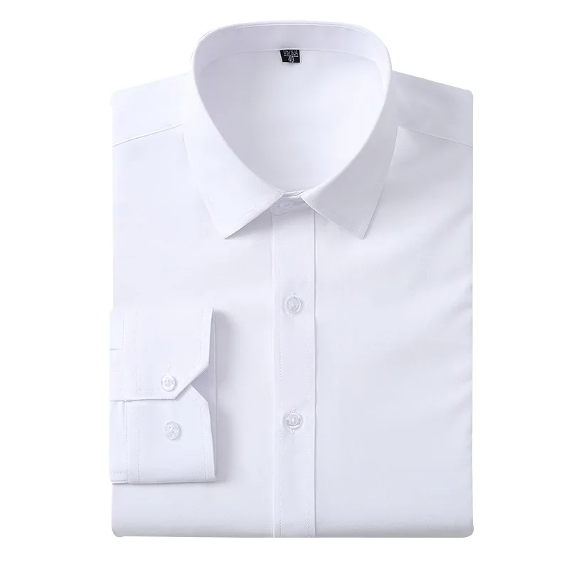 Men Formal Shirt Long Sleeve Office Solid Color men's dress shirt long sleeve thin free ironing business casual slim-fit fashion