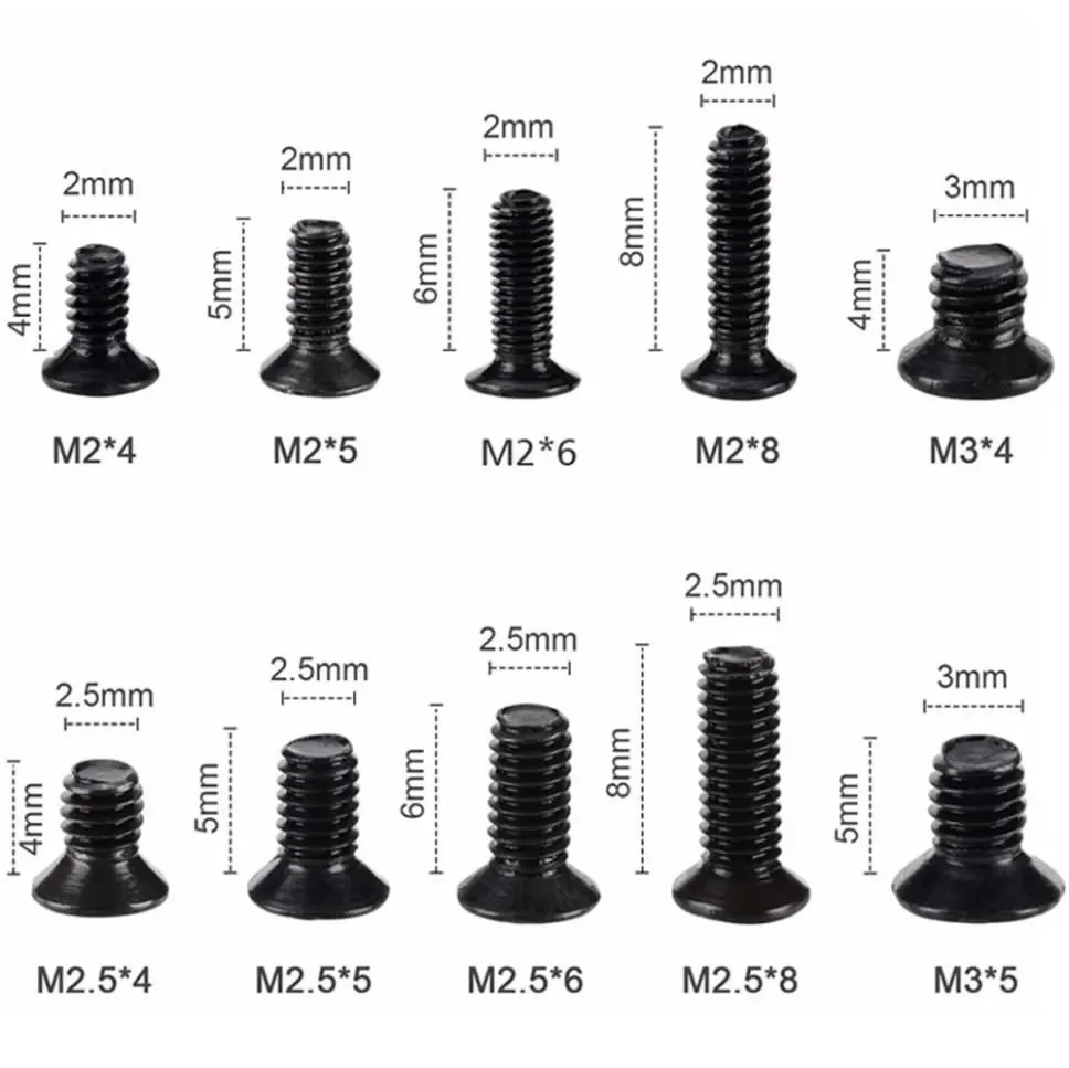 500pcs Black KM Screws Assortment Box 10 Mixed Specifications with Cross Screwdriver for Home Repair and DIY Projects