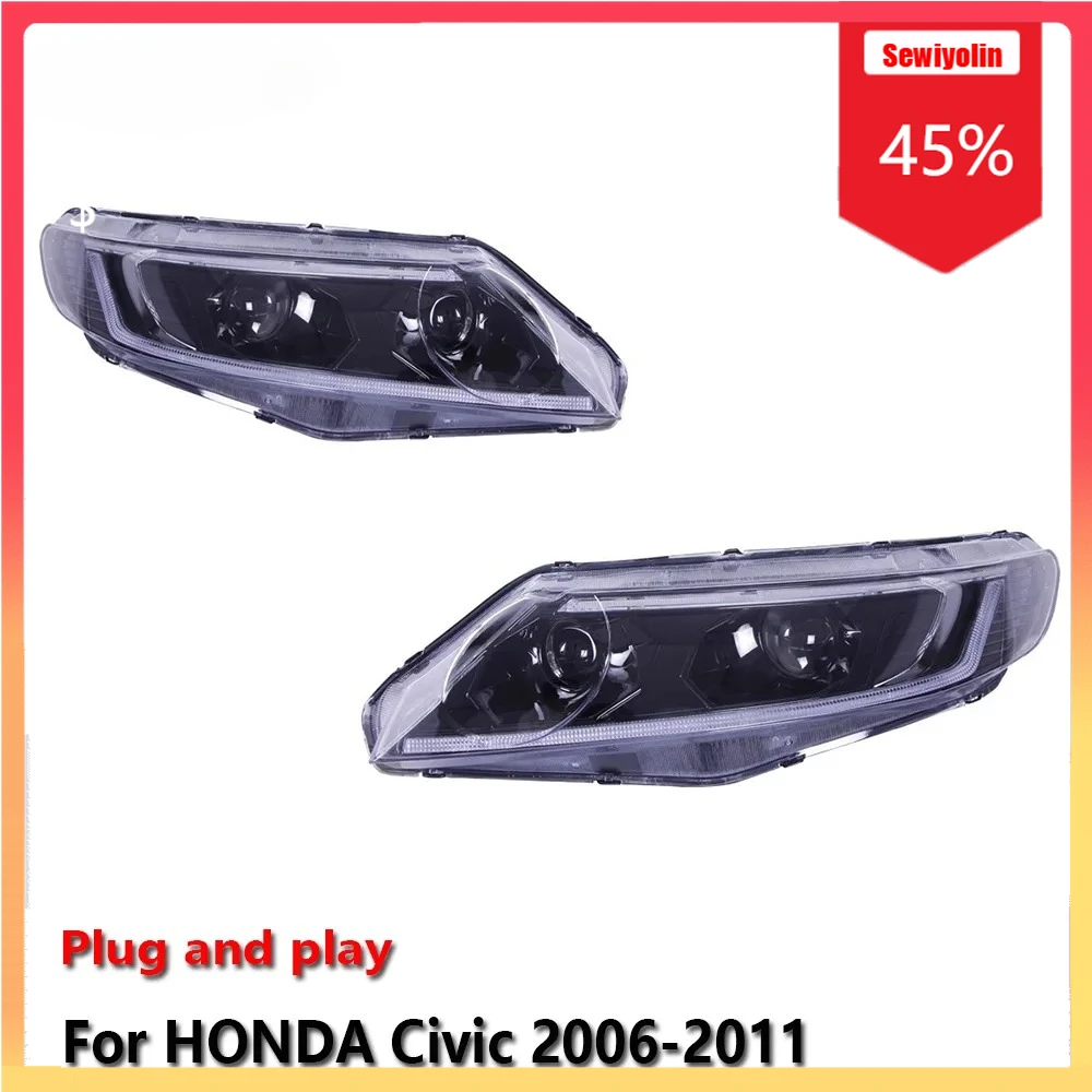 

Автомобильные светодиодные фары, автомобильные детали для HONDA Civic 2006-2011, противотуманные DRL, стоп-сигнал, указатель поворота, Plug and Play