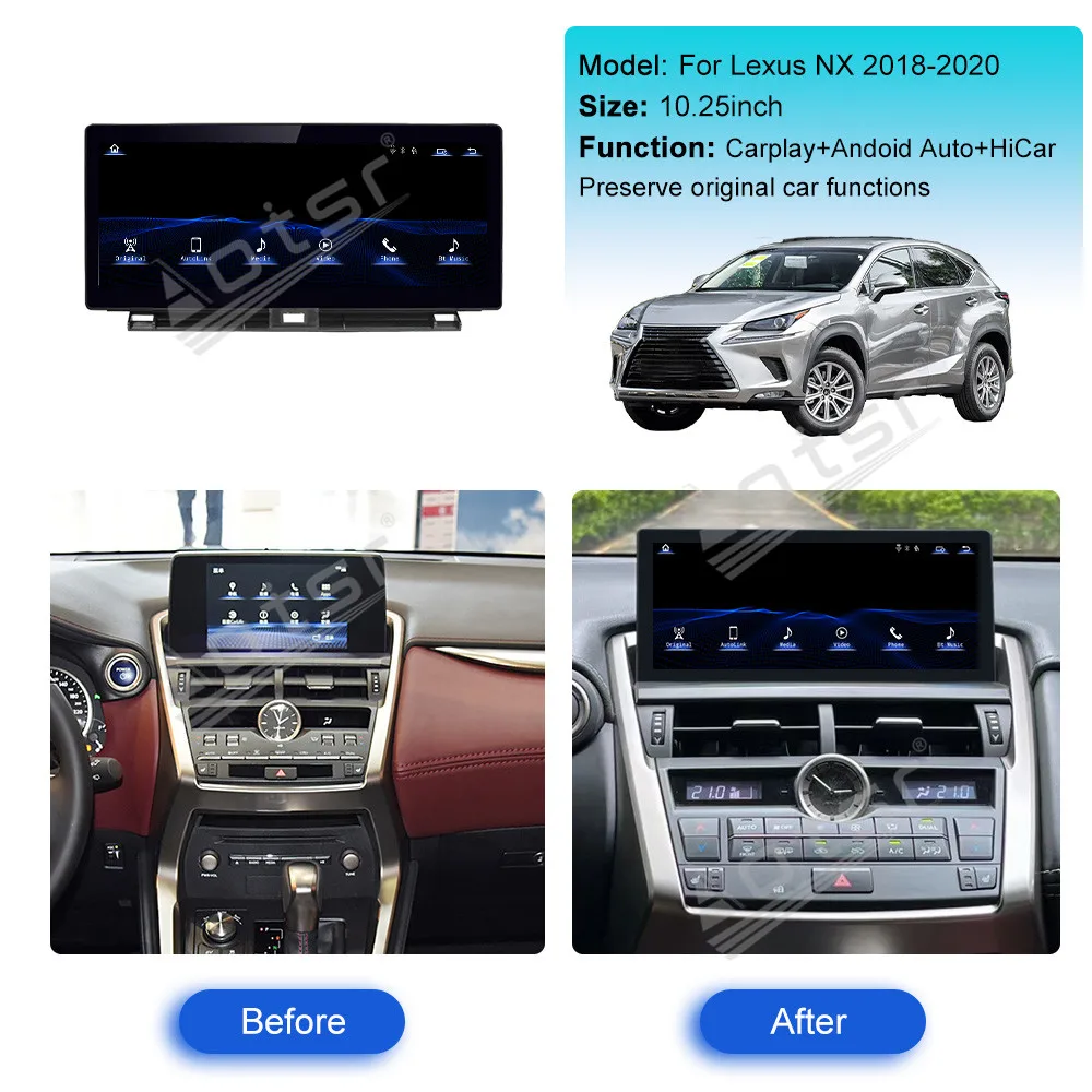 Автомобильный радиоприемник Android, гладкий тонкий для Lexus NX 2018-2020, видеоплеер, стерео, авто GPS-навигация, мультимедийная система DSP CarPlay