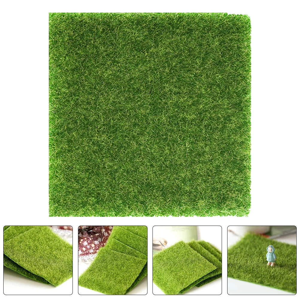4pcs Mini For Sand Table Decoration Fake Lawn Adorn Lawn Mat Artificial Grass Pad Plastic Turf Plastic Turf Mat Decor