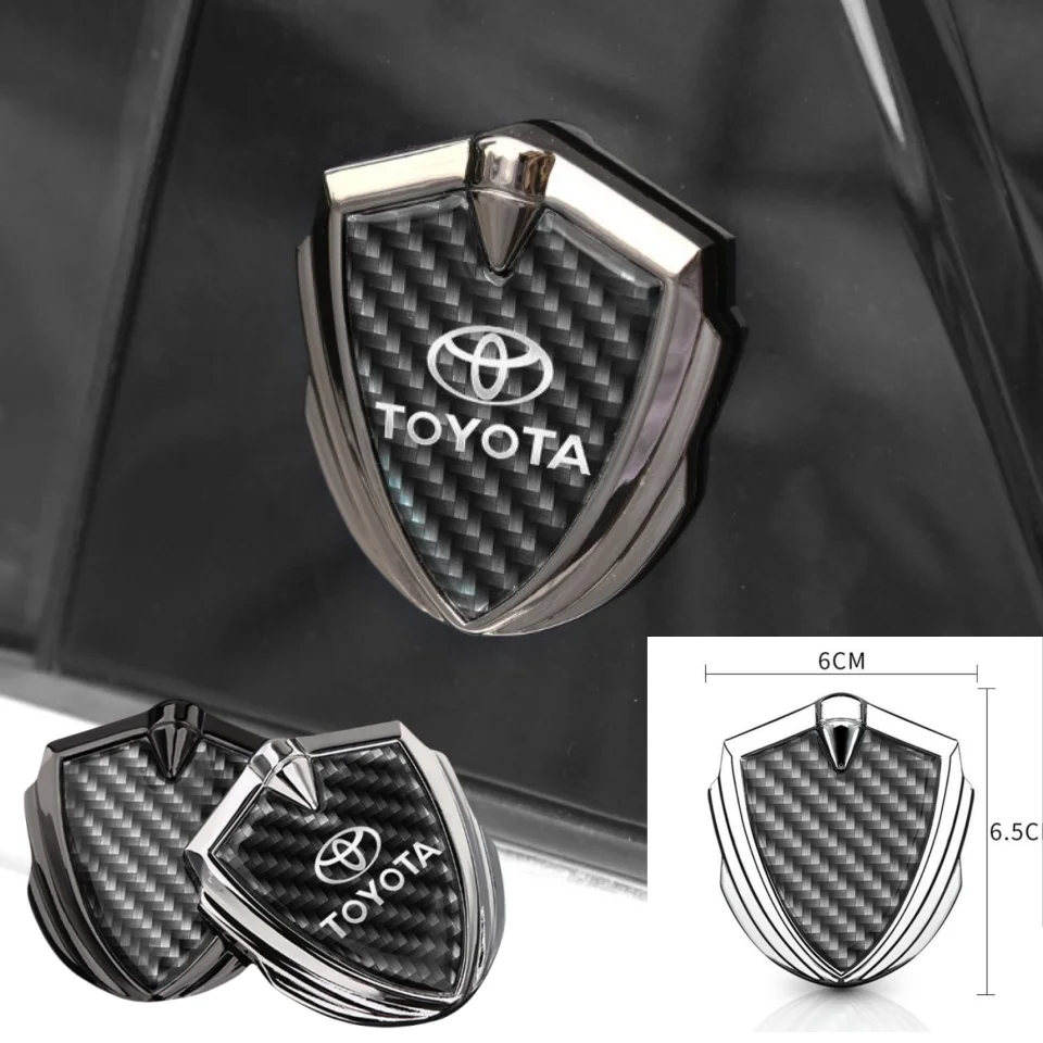 Metal Car 3D Emblem Badge Sticker Carbon Texture Decoration Accessories for Toyota Corolla Camry Rav4 Yaris Hilux Prius Auris