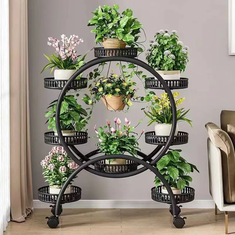 Movable Plant Stand Rolling Multi Tier Floor Standing Pothos Friendly Shelves Indoor Balcony Home Plant Stands Indoor Balcony