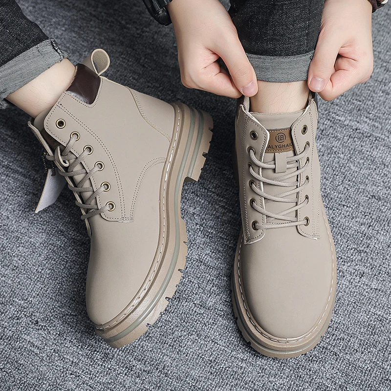 Winter Ankle Boots Boots Men Outdoor Boots Luxury Brands Classic Design High Top Men Casual Shoes Bota Masculina Green Black