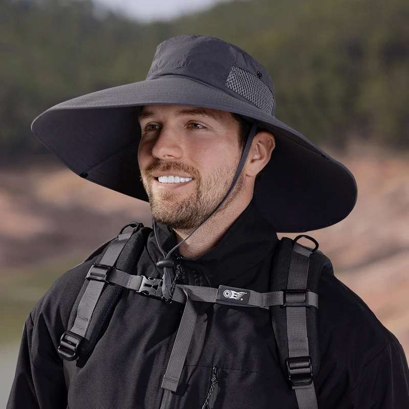 

Summer Big Eaves Fisherman Hat Sunscreen Outdoor Hiking Fishing Breathable Hat Waterproof Quick Drying Breathable Umbrella Cap