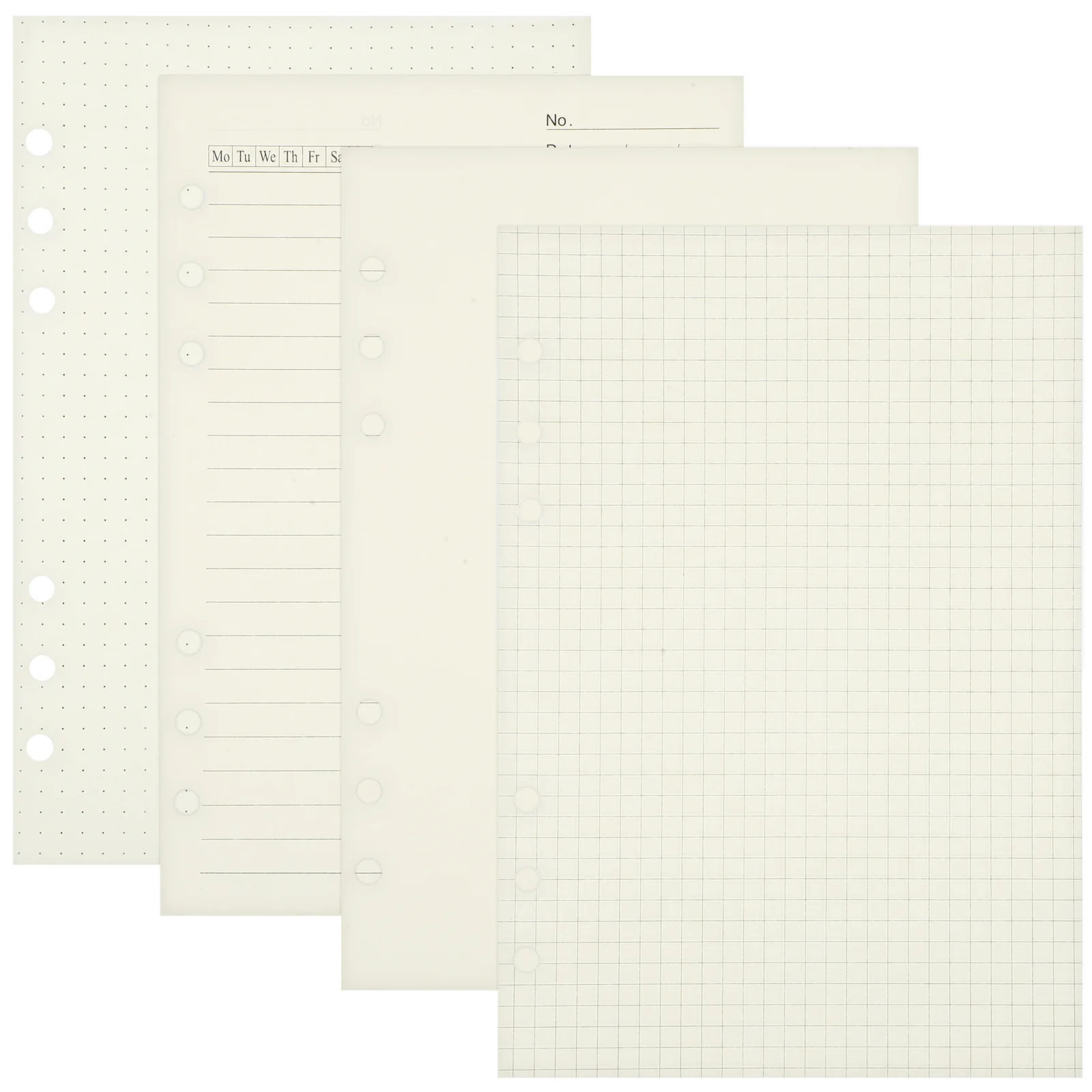 4 Pcs Loose Leaf Notepad A5 Paper 6 Hole Grid Binder Planner Inserts Graph Punch Ring Refill Notebook