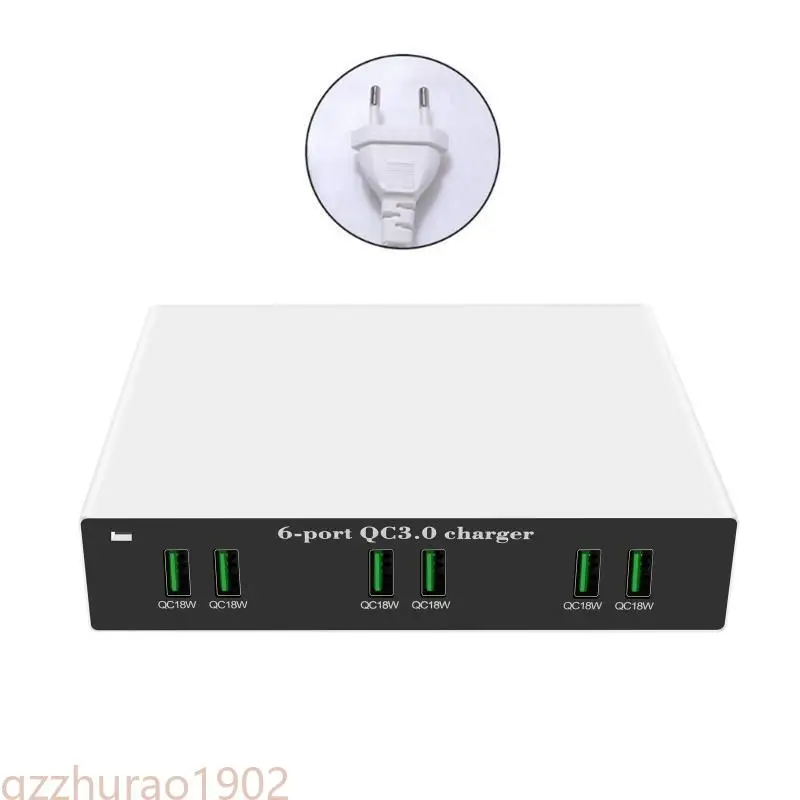 

97QB Univeral 18W Quick 6-Port USB Wall QC3.0 USB Fast Charging Station for Mobile Phone Cellphone Tablet