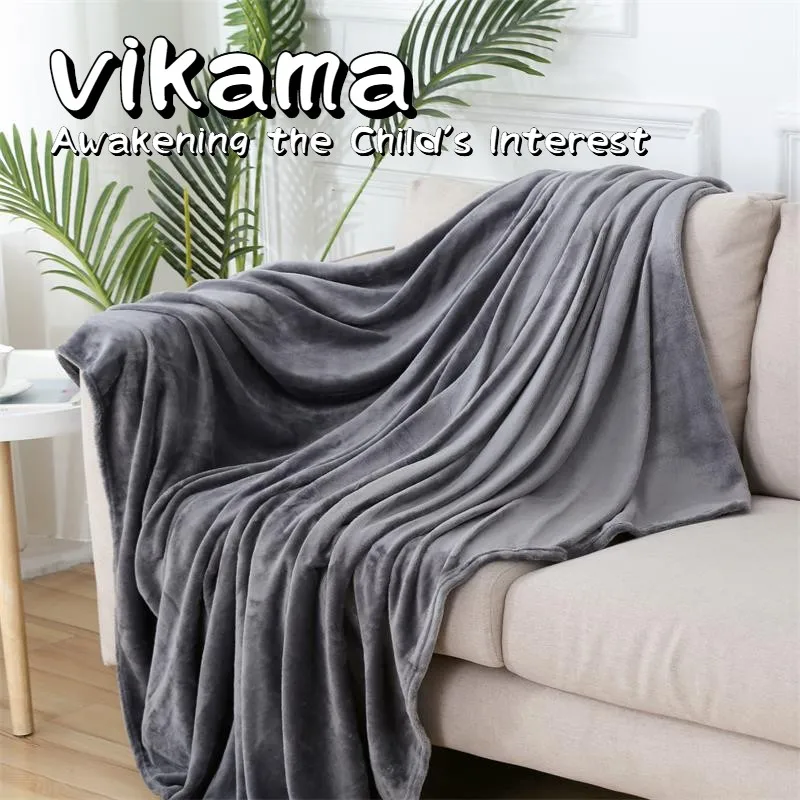 

VIKAMA new solid color facecloth blanket nap blanket air conditioning blanket multifunctional cover blanket gift blanket