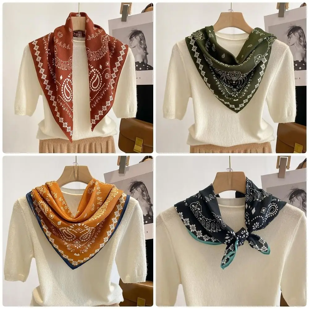 

1Pcs Chiffon Cotton Linen Square Scarf Breathable Vintage Printing Hair Neckerchief 70x70cm Thin Handkerchief Hairscarf
