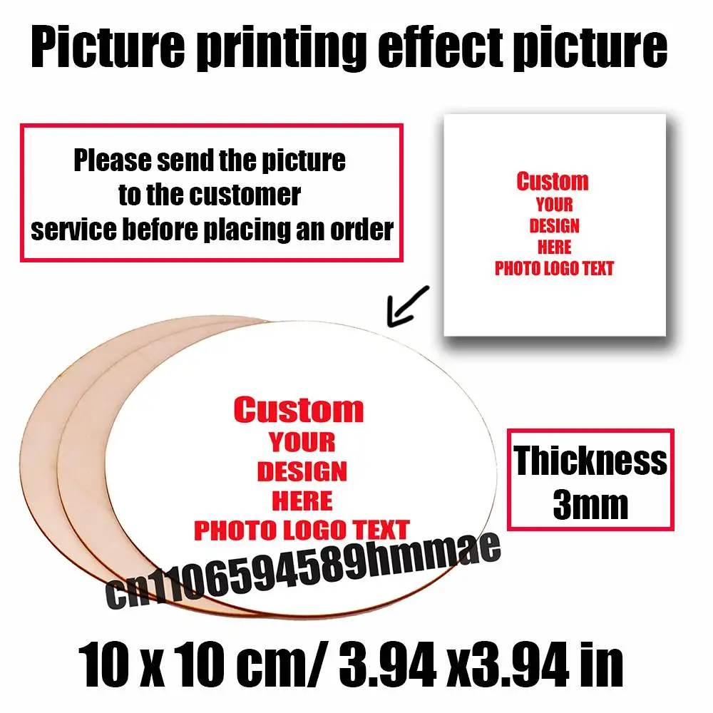 

For DIY Customize Custom Tailor Made Picture Photo Logo Text Wine Water Coffee Tea Coaster Cover Cup Glass Mat 10CM Round Wood