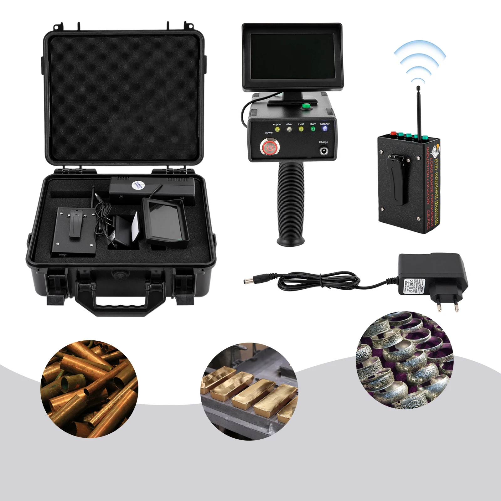 Détecteur de métaux de haute précision, détecteur de métaux professionnel avec écran LCD, portée de 1200 m, profondeur de 30 m, scanner de trésors pour la recherche d'or souterrain, adapté à l'or, à l'argent, au cuivre et aux diamants