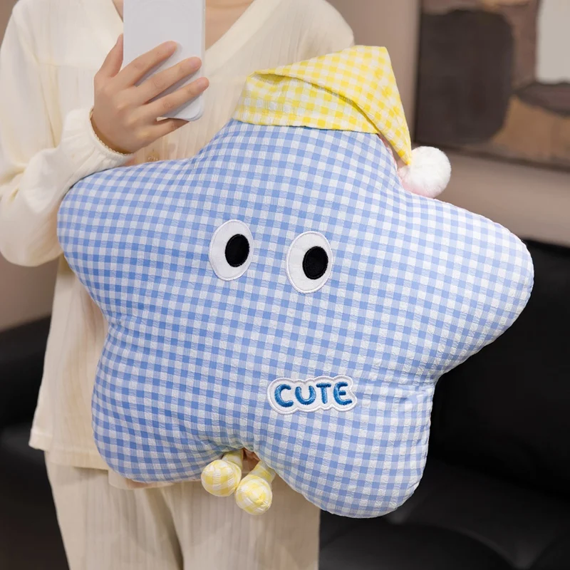 

45 см хлопчатобумажная ткань, подушка с луной, звездой и облаком, синяя, розовая, желтая, натуральная подушка с ножками, диван, стул, эмоция, украшение, подарок