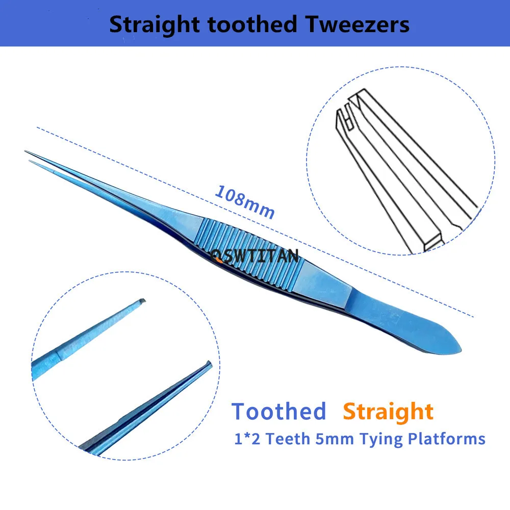 Pinzette oftalmiche conjunctiva Pinze per denti Strumento chirurgico per occhi Strumento oftalmico Titanio