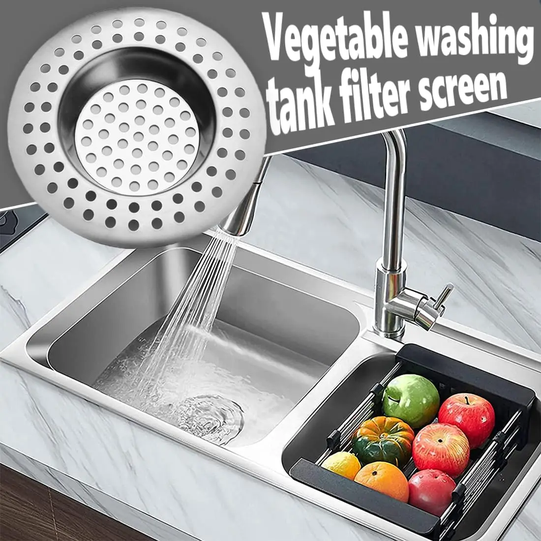 2-Piece Stainless Steel Sink Strainer & Floor Drain Set – 7.5cm Kitchen, Bathtub, and Shower Hair Catcher and Stopper