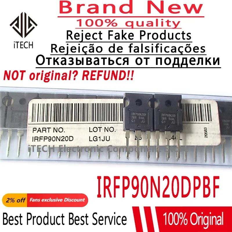 10pcs/lot Original IRFP90N20D IRFP90N20DPBF 90N20D TO-247 N-channel 200V 94A Field Effect Transistor 100% New and Genuine