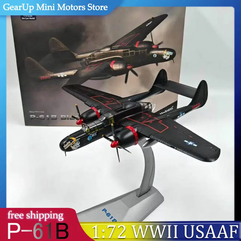 

1:72 WWII USAAF P-61B Black Widow Night Fighter Alloy Diecast Model Ornament Toy Military Aircraft Collectible for Warplane Fans
