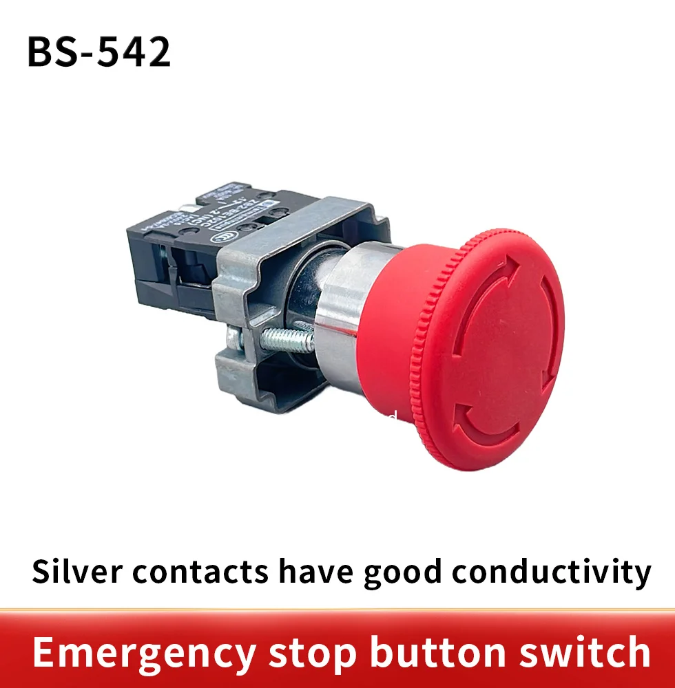 1Pcs High Quality XB2-BS542 22mm NC Red Mushroom Emergency Stop Push Button Switch