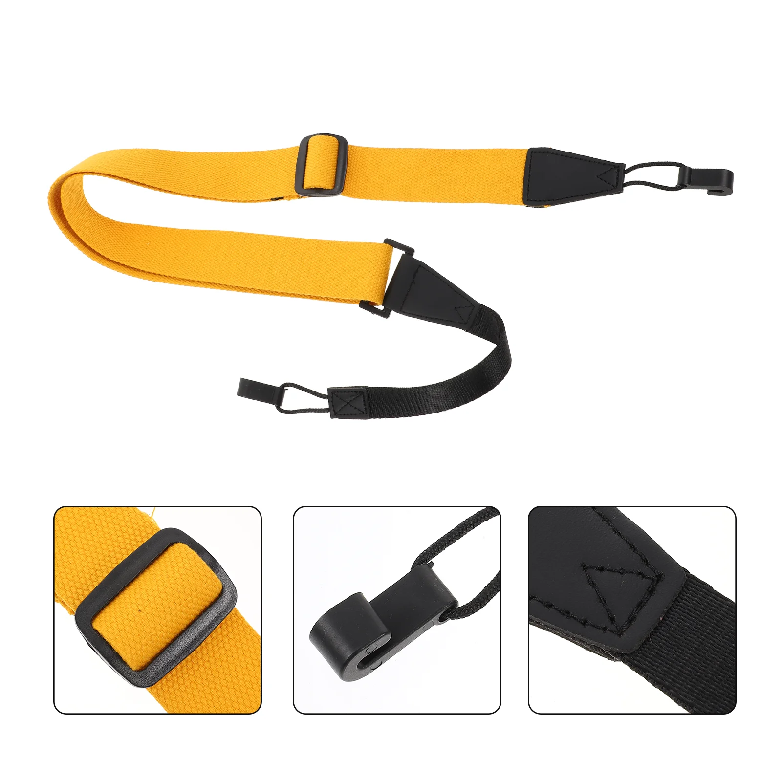 

1pc Ukulele Strap Kid Adult Simple Durable Shoulder Yellow Microfiber Double Hook Baby Bass Protective Light Comfort Edge Long