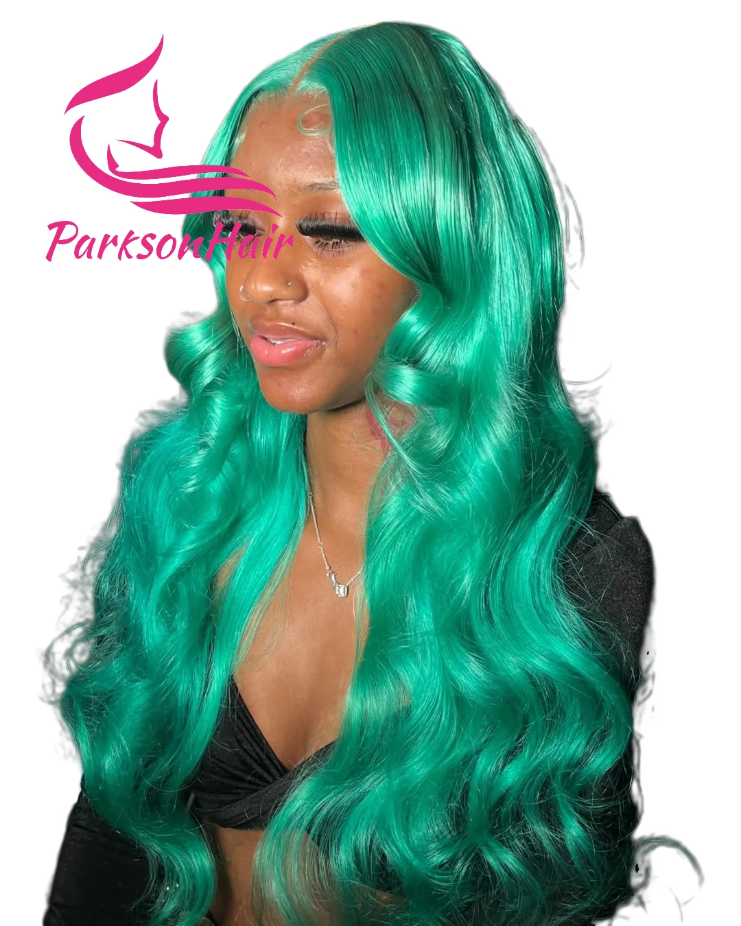 Peluca de cabello humano sin pegamento con ondas corporales de color verde menta, peluca con cierre de encaje 5x5, peluca con malla frontal de color rubio crudo brasileño, lista para usar y ir