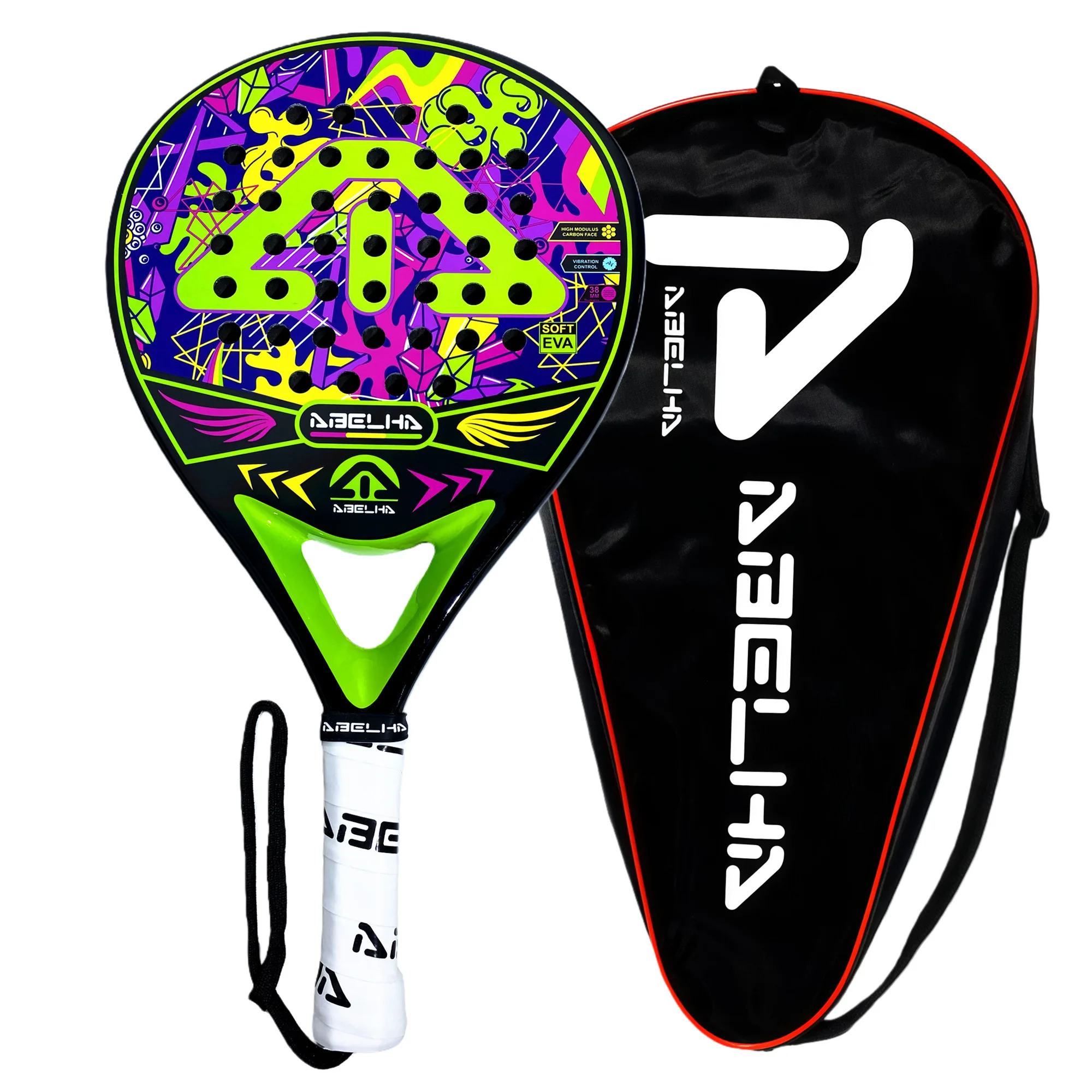 ABELHA 2026 مضرب باديل سطح من ألياف الكربون مع مضارب تنس باديل أساسية من الإسفنج المرن EVA خفيفة الوزن