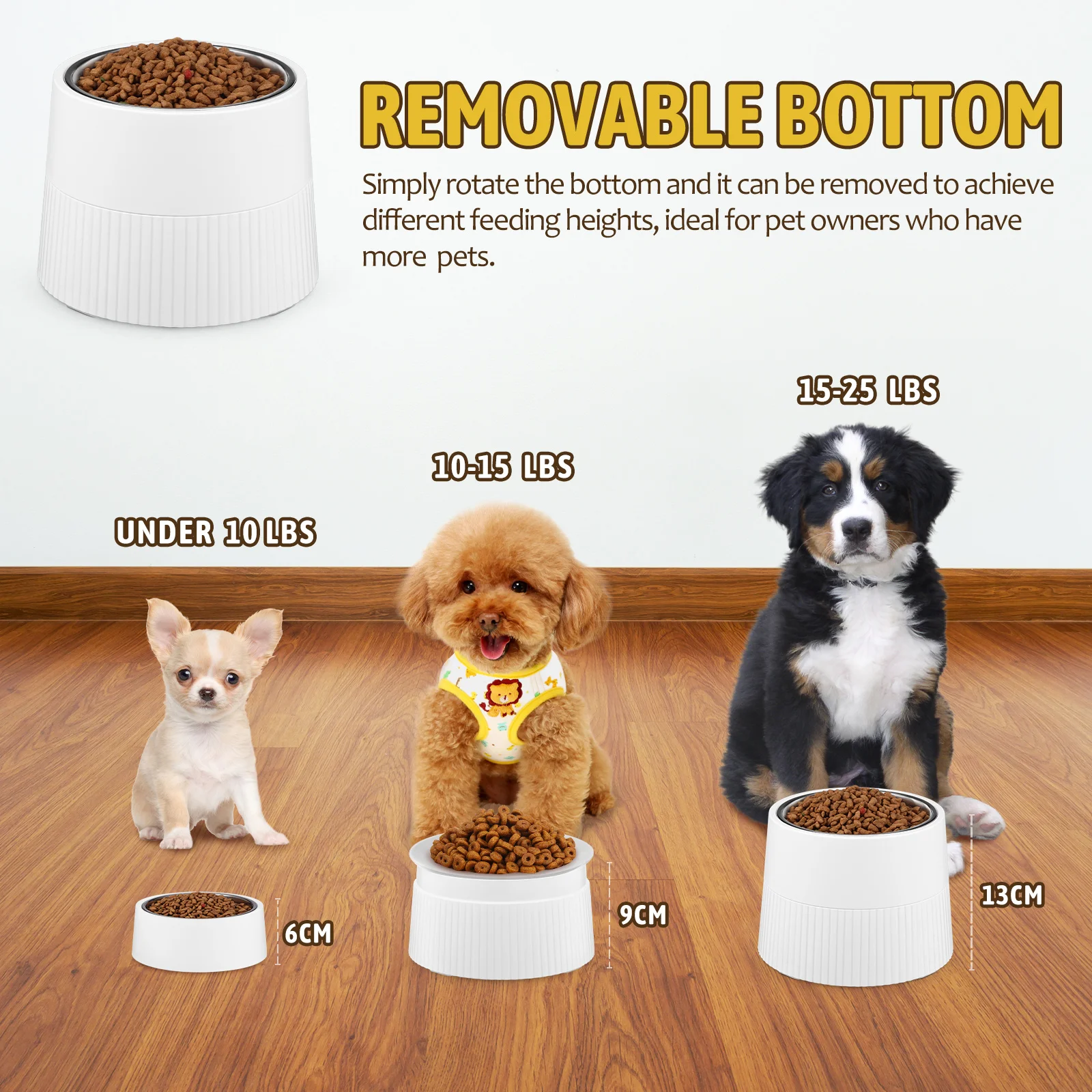 

Raised Stainless Steel Elevated Dog Bowl Detachable Height Adjustable Non-Slip For Small Dogs Pet Feeding Bowl Pet