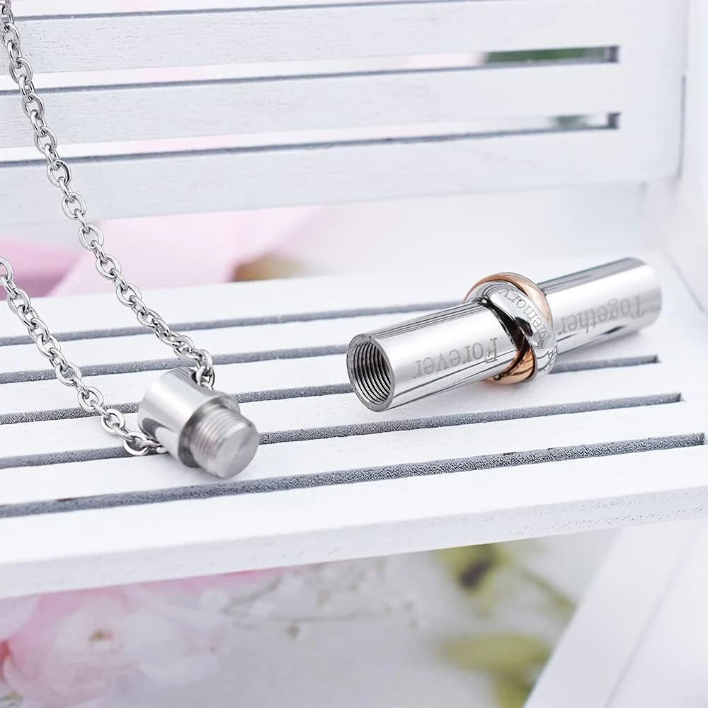 Together Forever Engrave Urn for Ashes Keepsake Urns Cremation Jewelry Cremation Urn Necklace for Pet/Human Ashes Necklace