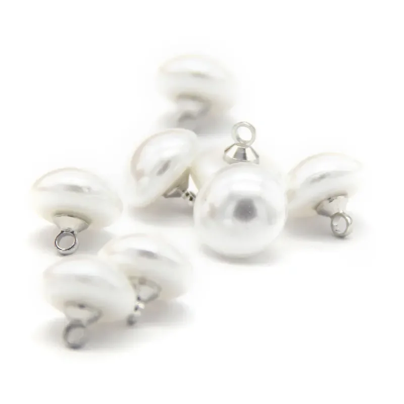 20pcs Vintage White Jewelry Dress Pearl Buttons For Clothing Metal Shank Wedding Shirt Decorative Handmade Accessories Wholesale