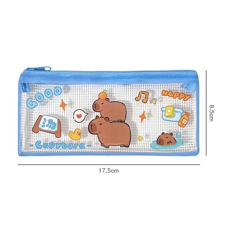 Imagem -06 - Criativo Transparente Bonito Capivara Grade Lápis Case Kawaii Capacidade Bolsa de Lápis Portátil Viagem Maquiagem Bolsa Armazenamento de Papelaria