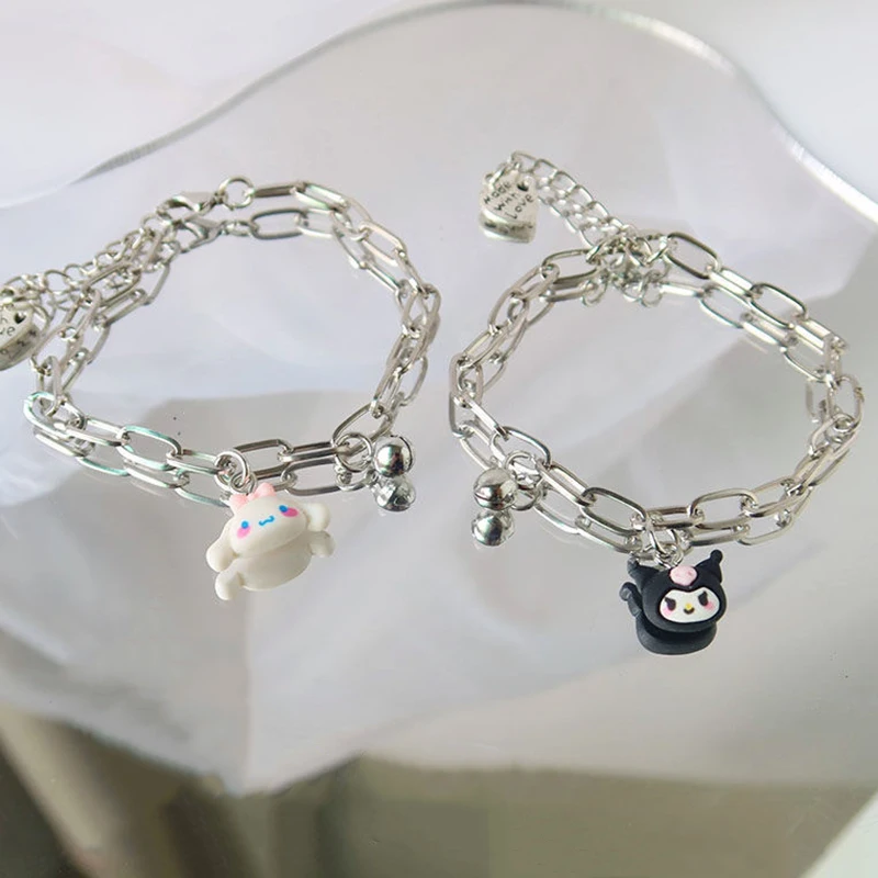 Kawaii Pochacco Bracelet Anime Cartoon Sanrio Bell Chain Bracelet Adjustable Fashion Cute Women Girls Birthday Jewelry Gift