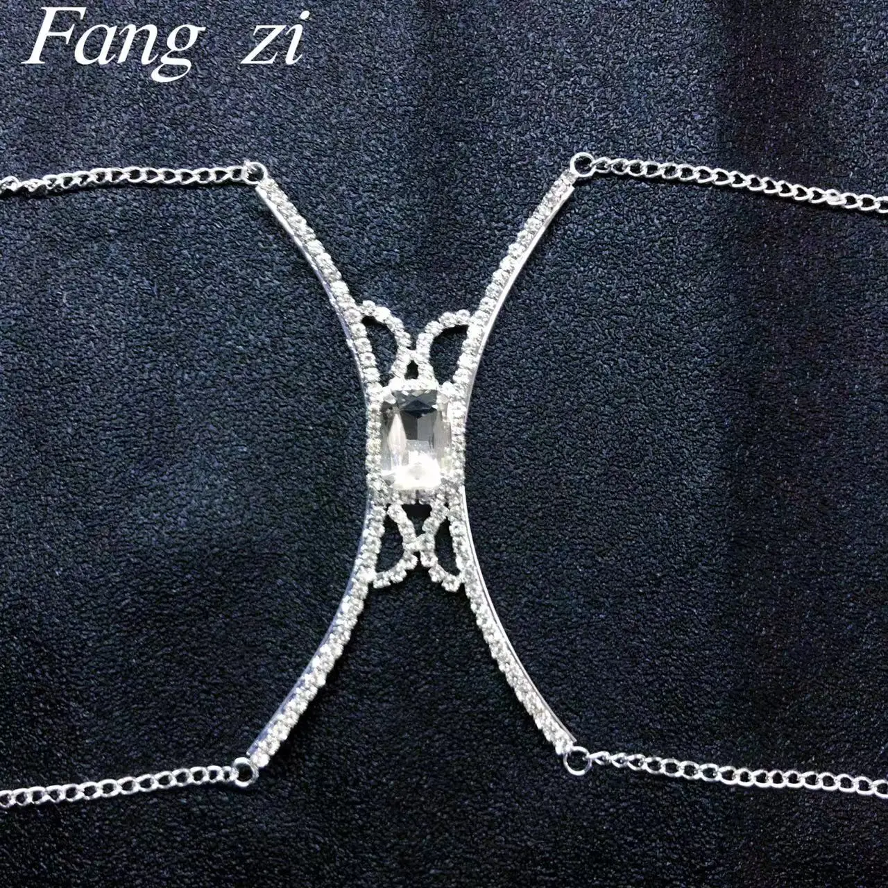 New sexy Rhinestone bra top bracket jewelry necklace luxury square green crystal underwear Body chain beach bikini accessories